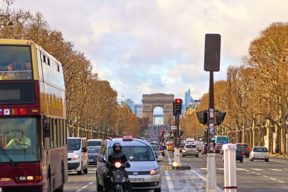 Champs-Elysees and Arc de Triomphe